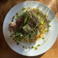 Smashed avocado on toast  at Cafe Eighty2 in Drumnadrochit