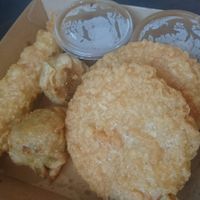 Soyveloy, dim sims, potato cakes and gravy. at Northcote Fish & Chips in Northcote