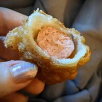 Battered soyvaloy at Northcote Fish & Chips in Northcote