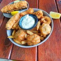 Mixed seafoodless basket and classic Vish at Northcote Fish & Chips in Northcote