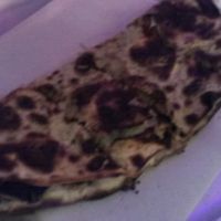 A vegan lucoli (folded pizza) purchased February 2020. It was one of three types of lucolis labelled as vegan on the menu. at Lucoli in Red Hook