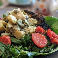 Salad with roasted broccoli at Northern Soul Kitchen in Berwick-upon-tweed