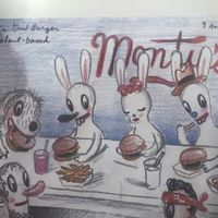 Creative place mats  at Monty's Good Burger in Riverside