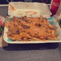 loaded fries & burgers at Monty's Good Burger in Riverside