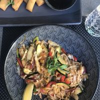 Rice noodles and vegetable spring rolls  at Yakuza - Elizabetes in Riga