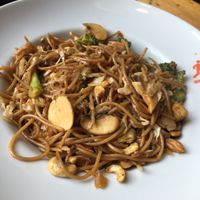 Whole wheat noodles (leave out egg) with mushroom, broccoli, tofu and cashews  at Wok to Walk in Riga