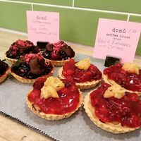 Strawberry custard tarts (vegan) at Domu in Bangor