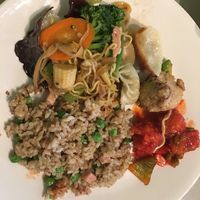 A little bit of everything g at Delicious Vegetarian Restaurant in Winnipeg