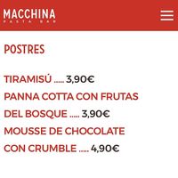 Carta at Macchina Pasta Bar in Barcelona