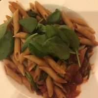 Penne, pomodoro with spinach and zucchini  at Macchina Pasta Bar in Barcelona