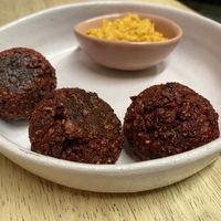 Beetroot falafel & carrot hummus   at Lexi's Healthy Eatery in Rosebank