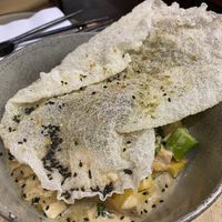 Veg & tofu curry with a rice crisp   at Lexi's Healthy Eatery in Rosebank