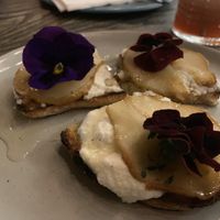 Pear and almond pancetta bruschetta  at Lexi's Healthy Eatery in Rosebank