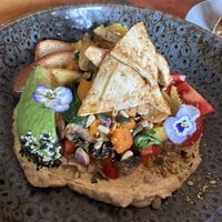 Vegan fry up with tofuu  at Villa Nine in Te Aroha