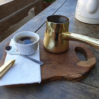Arab coffee with ginger sweet at Curcuma in Pichilemu