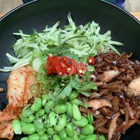 No duck donburi - lovely mix of hot and cold  at Wagamama in Swindon