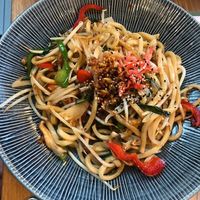 Vegan yasai yaki soba with udon noodles  at Wagamama in Swindon