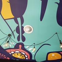 Decoration on the ceiling at Flower Burger in Rotterdam