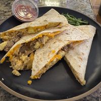 Veganized the quesadilla no sour cream   at Starving Artist Cafe in Norfolk
