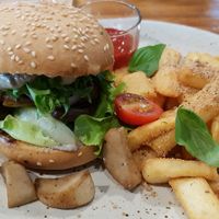 Mushroom burger at Man & The Figs in Bangkok