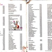 Menu at Arya Nivas in Thiruvananthapuram