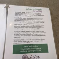 menu at Choice Health Bar in Paia