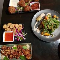 Roasted Cauliflower 
Tofu popcorn
Pumpkin Salad
Mushroom Arancini balls at Yesterday's Jam in Port Macquarie