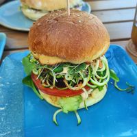 Sensational vegan burger at King's Caffe in Malinska