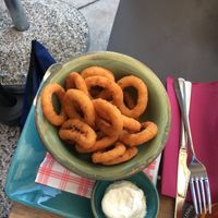 vegan onion rings with vegan mayonnaise  at King's Caffe in Malinska