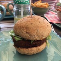 vegan burger with brokkoli and vegan mayonnaise  at King's Caffe in Malinska