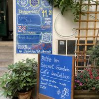 Menu in the garden   at My Secret Garden Cafe in Vienna