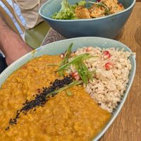 Dal and rice at My Secret Garden Cafe in Vienna
