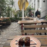 Brownie (vegan & gf) in the courtyard  at My Secret Garden Cafe in Vienna