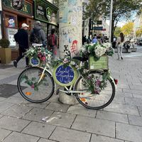 Look for this bicyle in the main shopping street to find My Secret Garden.  at My Secret Garden Cafe in Vienna
