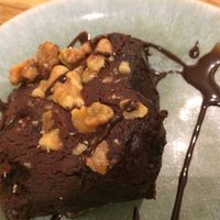 Vegan and gluten-free chocolate brownie at My Secret Garden Cafe in Vienna