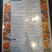 Menu at Saravana Bhavan in Brussels