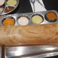 Masala dosa with sambar and chutney at Saravana Bhavan in Brussels