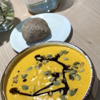 Pumpkin soup at bistro ZDRAVO in Sarajevo