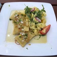Vegan Maultaschen at Bräustüberl Schloss in Seefeld