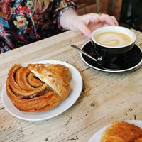 We cut and shared our pastries. at The Good Life Eatery in North West London