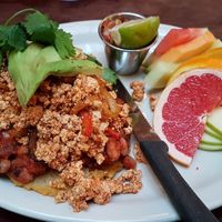 Vegan version of huevos rancheros. at Mo:Lé - Pandora in Victoria