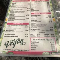 Menu w/100% Vegan and GF Options for Upcharge $2  at Borreguitas in Pomona