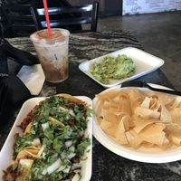 Tacos, coffee, and chip & guacamole yum!   at Borreguitas in Pomona