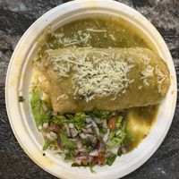 Wet burrito al pastor w/green saucee  at Borreguitas in Pomona