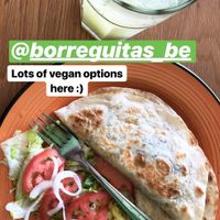 Vegan quesadillas and chia agua fresca at Borreguitas in Pomona