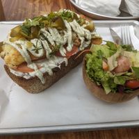 omelette bruschetta at I'm Here Because of my Wife - Ani Po Biglal Ishti - אני פה בגלל אשתי in Jerusalem