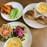 Barbacoa torta, buffalo wings, & a buffalo bomber  at Veggie Grill by Next Level in El Segundo