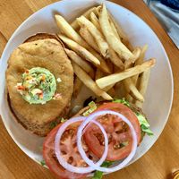 Santa Fe Crispy Chickin’ with fries at Veggie Grill by Next Level in El Segundo