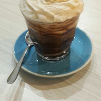 Vegan hot chocolate made with almond milk and rice cream at Pickle & Must Deli in Warwick