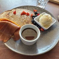 Pancakes with Facon   at Perfect Break Vegetarian Cafe in Gerringong